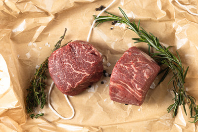Two filet steaks on butcher paper