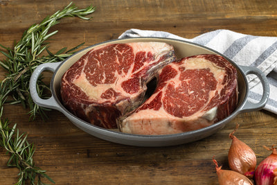 Rib Steak - Sitting in a cast iron pan